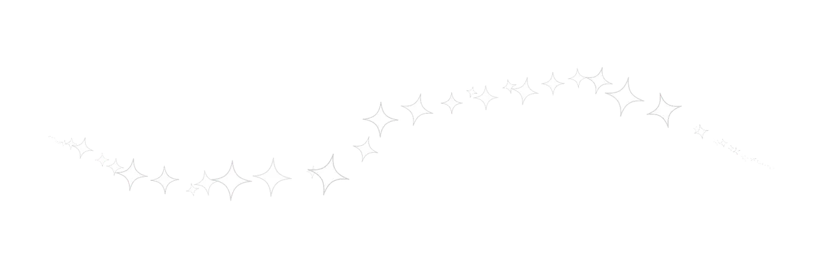 Trail of white sparkles in different sizes